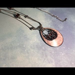 Pink and Purple Rhinestone and Enamel Necklace